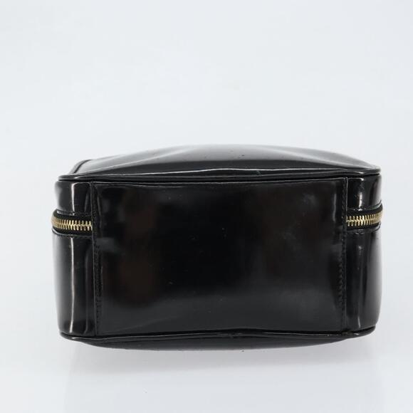 GUCCI Vanity Hand Bag Enamel Black Gold 000 2040 0323 Auth ep12198